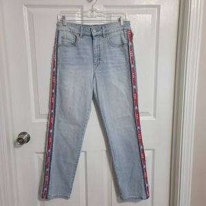 Pilcro Vintage Straight Jeans Aztec Print Stripe Light Wash Size 28